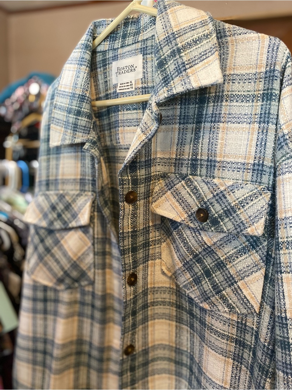 Boston Traders Blue & Cream Plaid Shirt Jacket - Picture 3 of 4